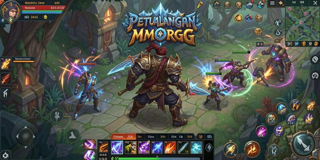 Tangkapan layar utama 3446 menampilkan pertempuran epik dalam dunia MMORPG.