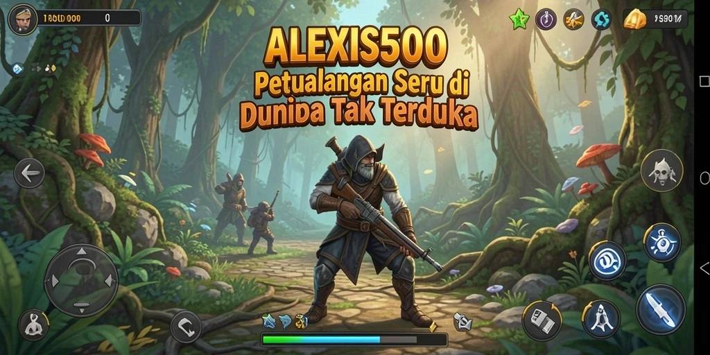 Screenshot ALEXIS500 menampilkan karakter utama dalam aksi petualangan.