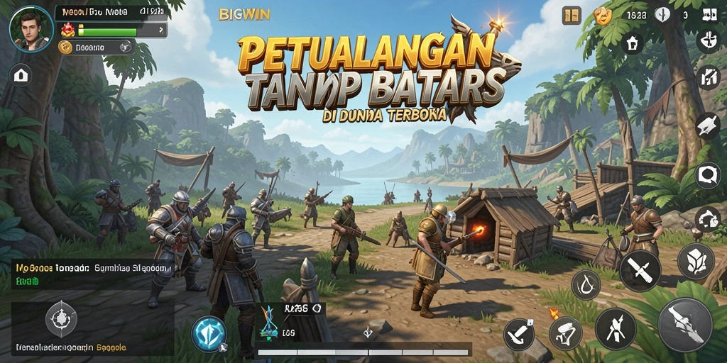 Tangkapan layar gameplay BIGWIN yang menampilkan dunia luas dan detail.