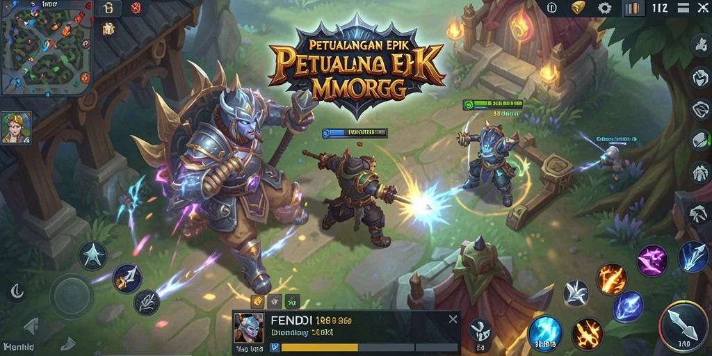 Screenshot permainan <strong>FENDI188</strong> menunjukkan pertarungan seru dalam dunia MMORPG.