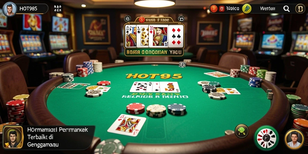 Screenshot HOT985 menampilkan gameplay Poker yang mendebarkan dan interaktif.