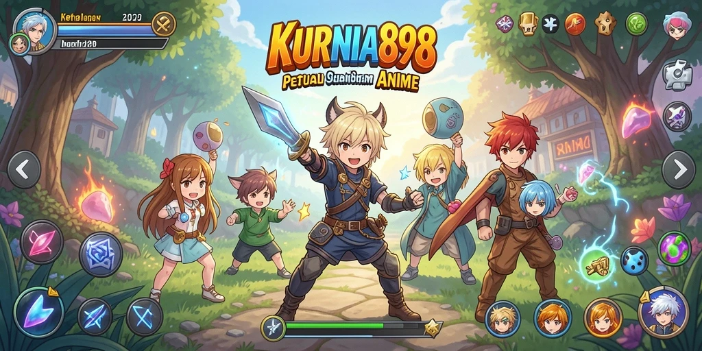 Tangkapan layar permainan KURNIA898 yang menampilkan aksi karakter anime.