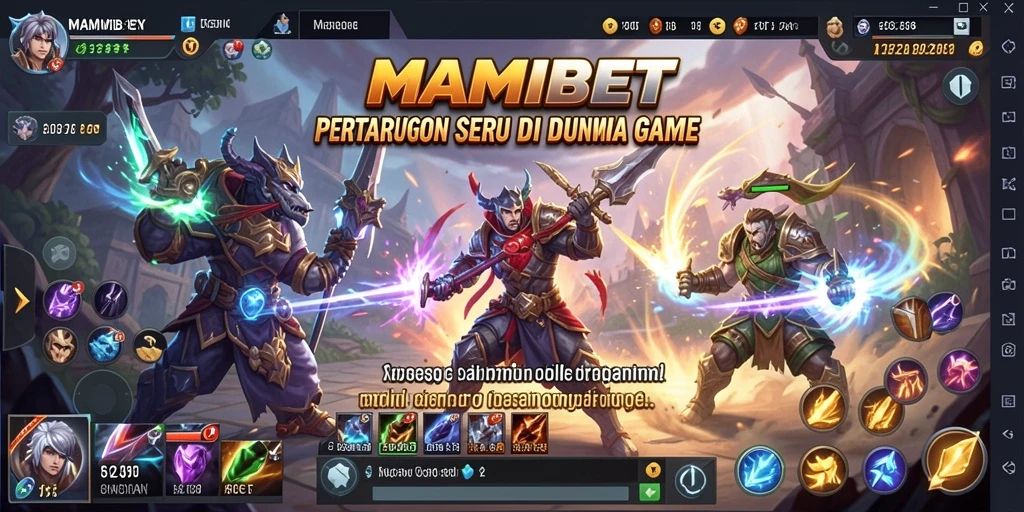 Tampilan pertarungan seru dalam MAMIBET dengan karakter yang beragam.
