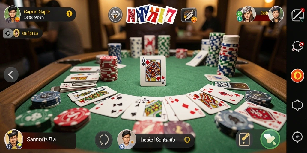 Screenshot gameplay NA777 yang menampilkan suasana permainan Gaple yang seru.