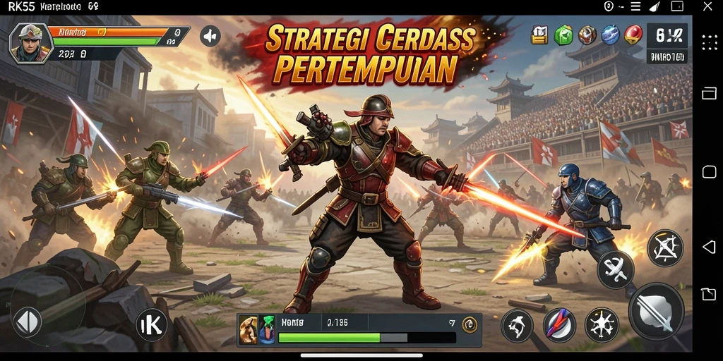 Screenshot gameplay RK55 menampilkan aksi pertempuran strategis yang mendebarkan.