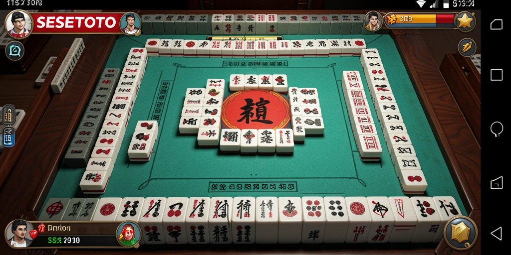 Tangkapan layar gameplay SESETOTO menampilkan papan Mahjong yang menarik.
