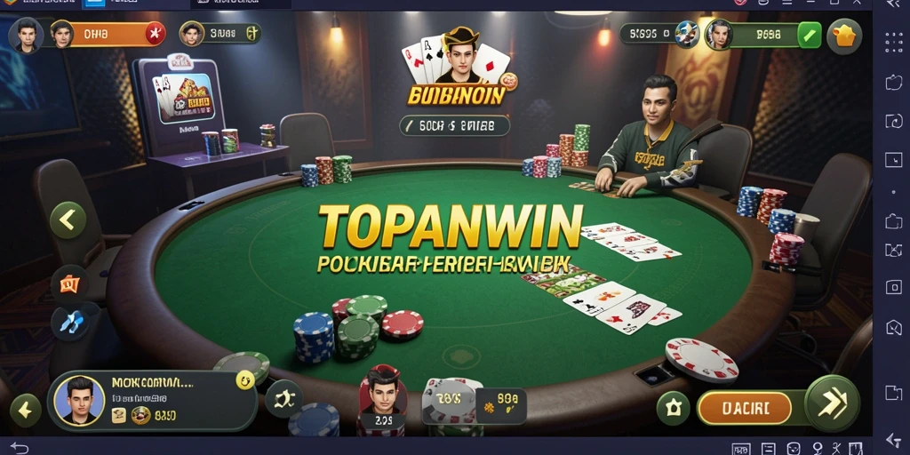 Tampilan gameplay dari aplikasi Poker TOPANWIN yang menarik.