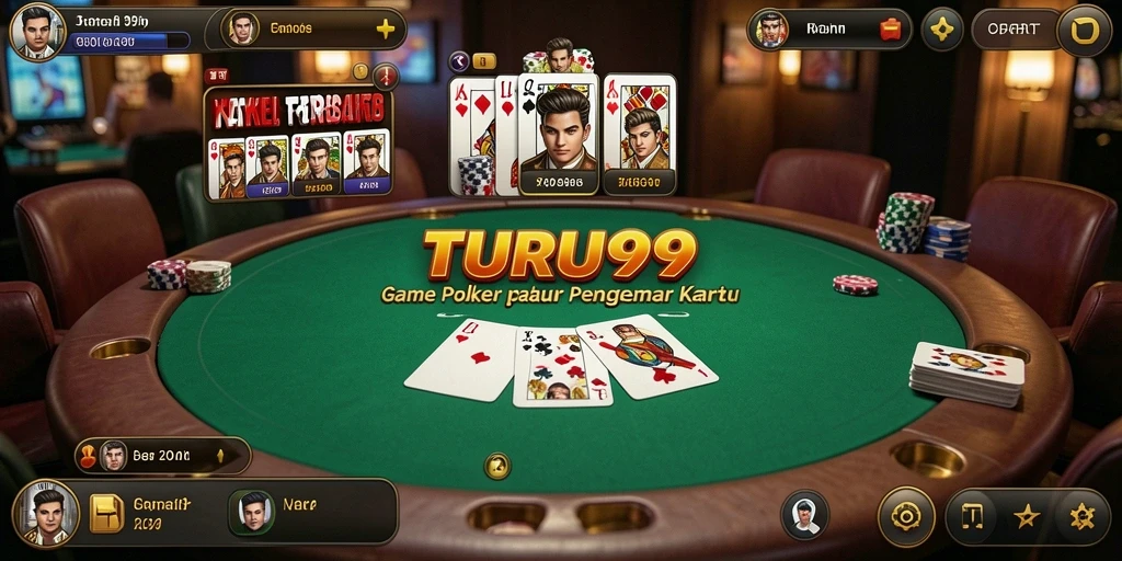 Tangkapan layar TURU99 menampilkan aksi seru permainan poker.
